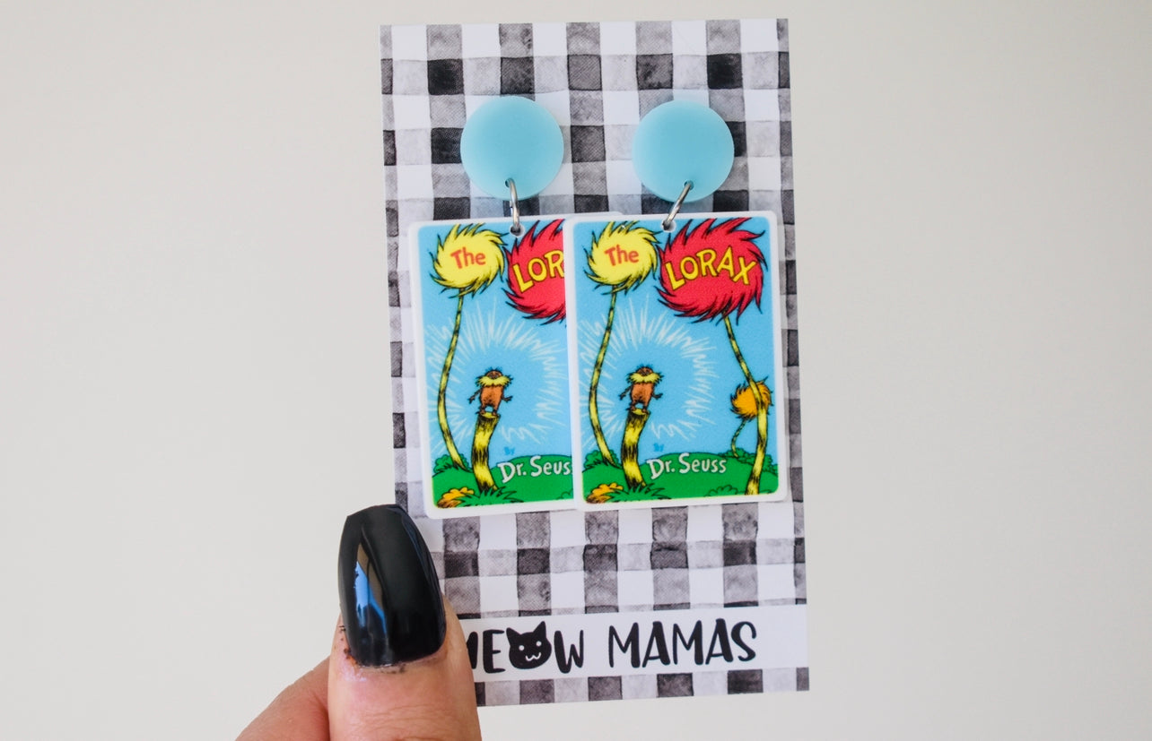 Environment book dangle earrings