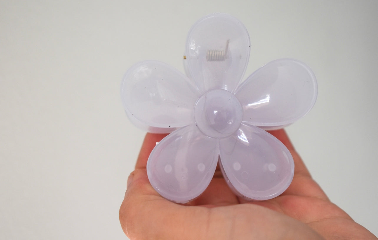 Large daisy hair claw clip JELLY WHITE