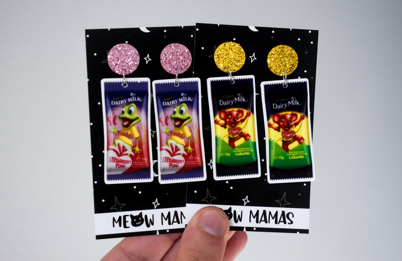 Strawberry frog dangle earrings