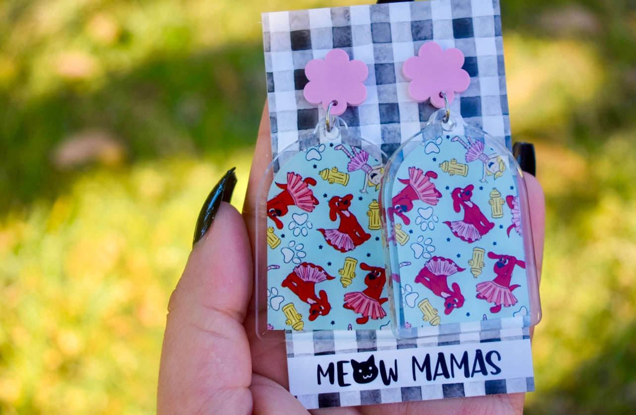 Big red tutu dog acrylic dangles