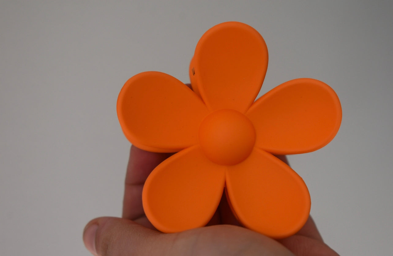 Large daisy hair claw clip Neon orange