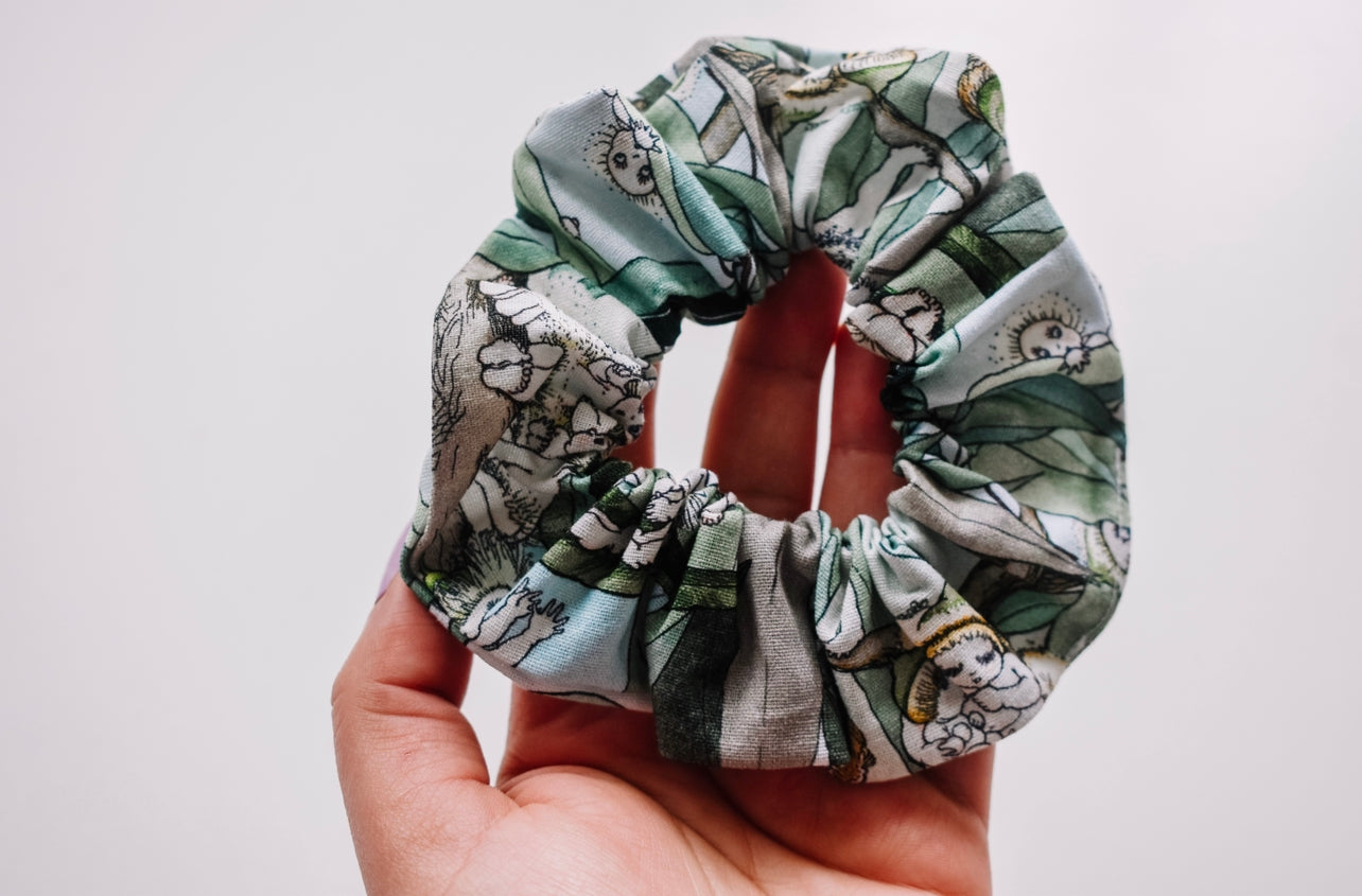 Green gumnut baby scrunchie