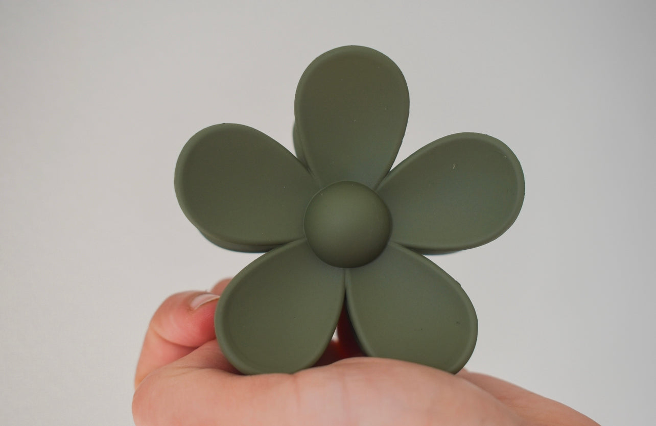 Large daisy hair claw clip KHAKI