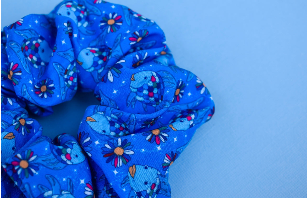 Rainbow fish scrunchie
