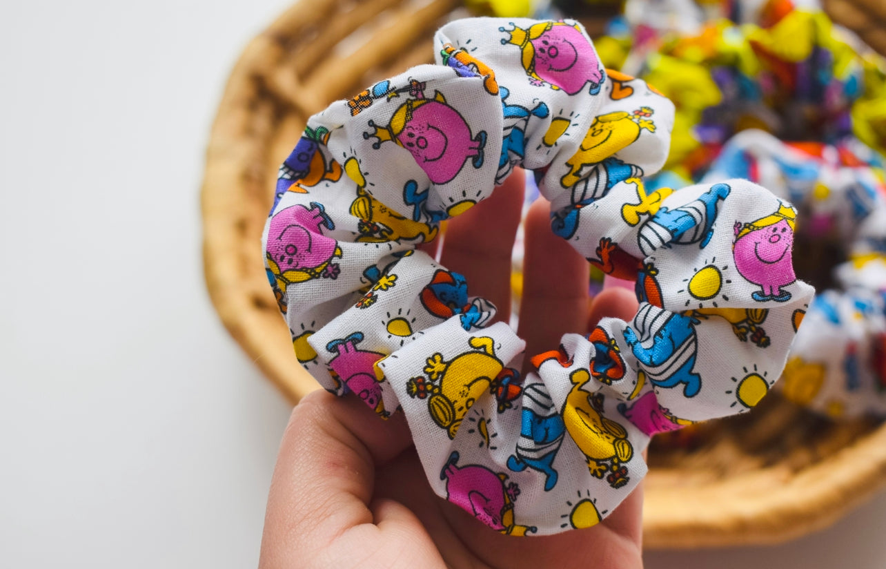 White mr men mini scrunchie