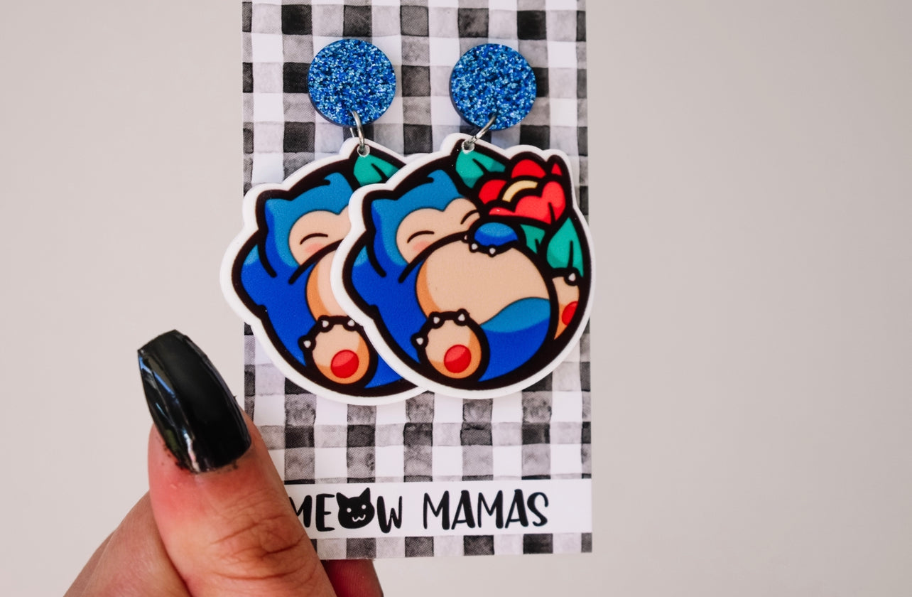 Snoring poke dangle earrings