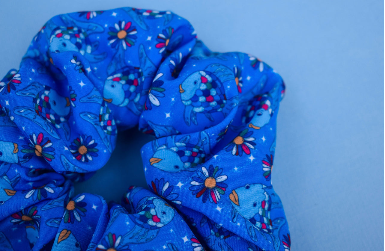 Rainbow fish scrunchie