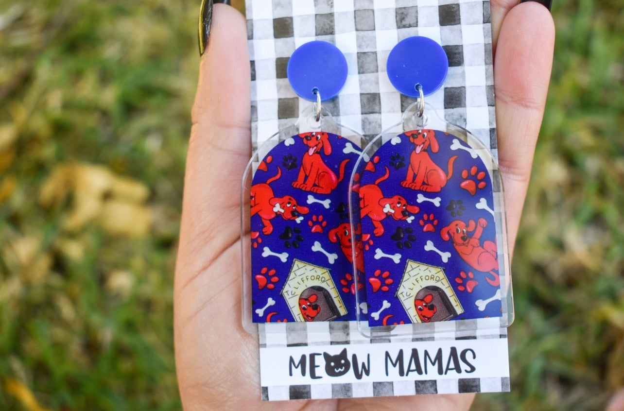 Big red  dog acrylic dangles