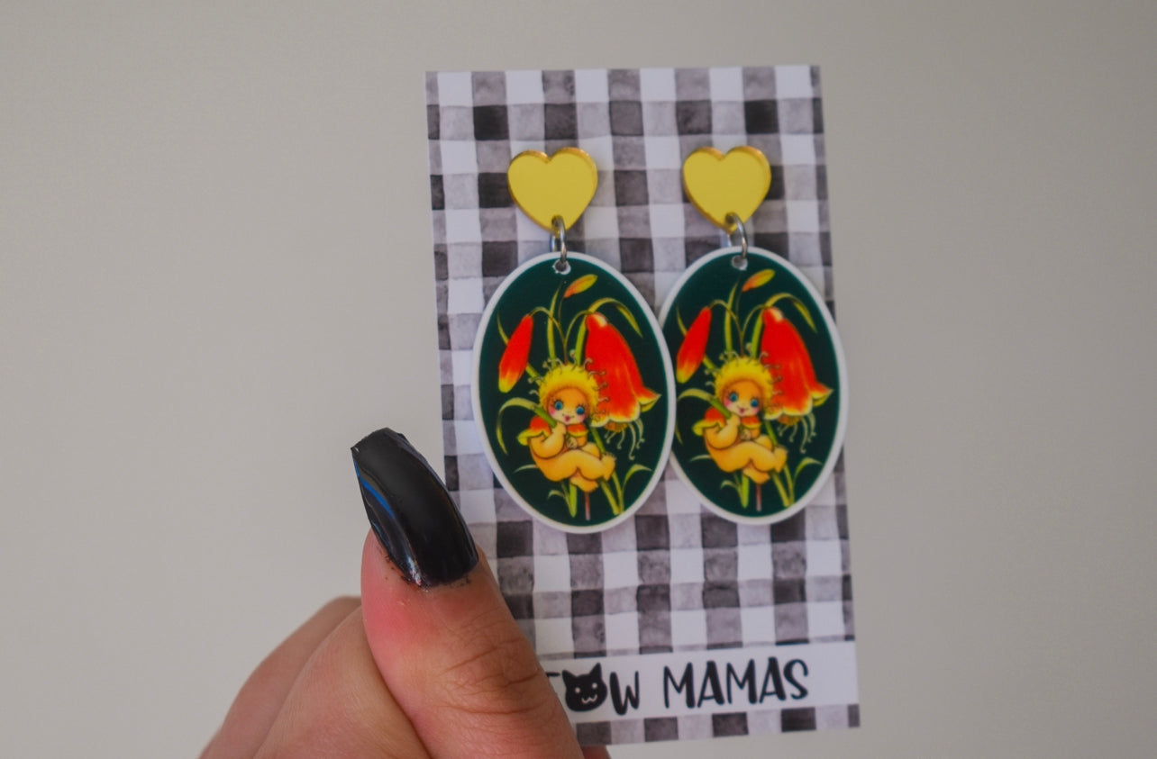 Gumnut baby dangle earrings