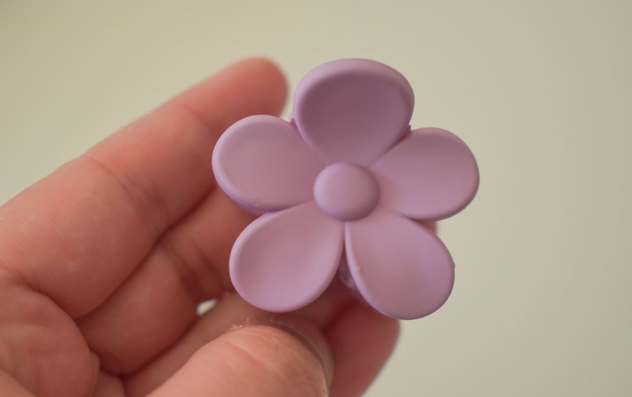 Miniature daisy hair claw clip wisteria purple