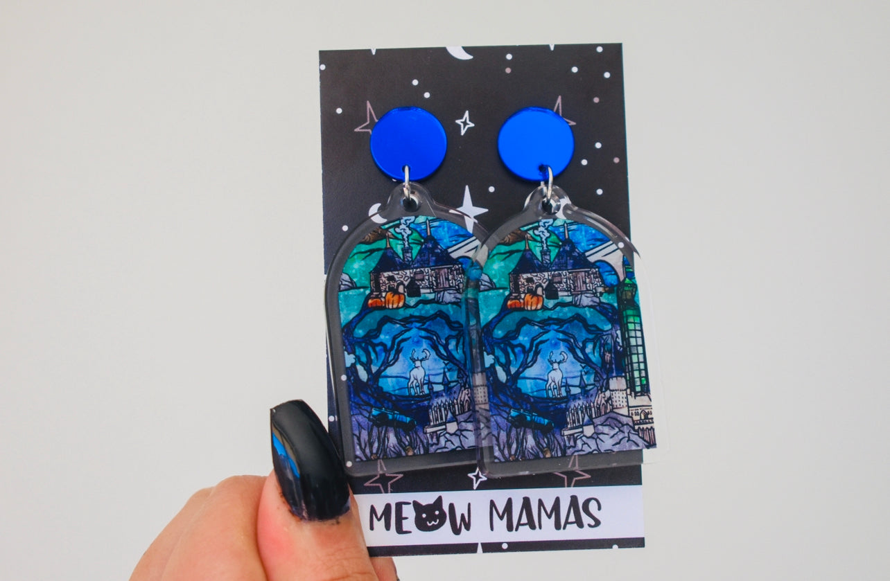 Wizarding school grounds acrylic dangles