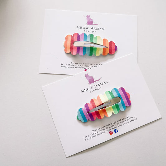 Rainbow glitter suede 8cm snap clips