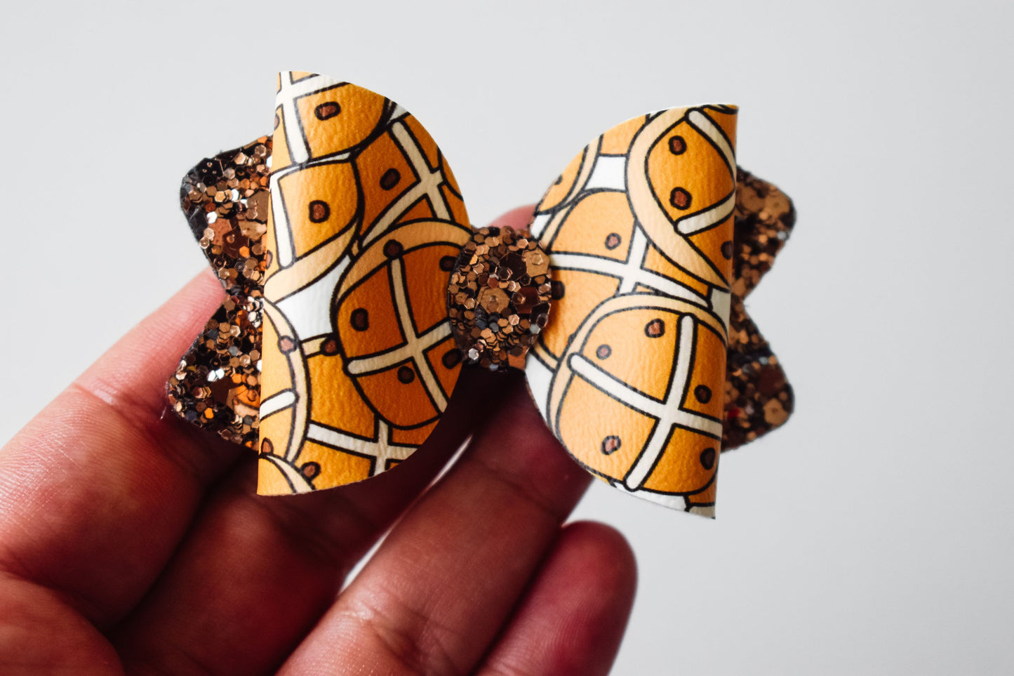 Hot cross bun petite bow