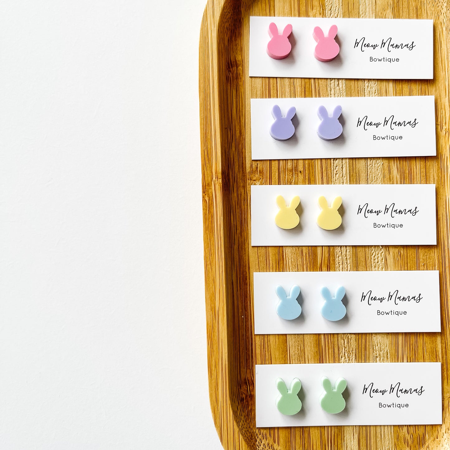 Pastel acrylic bunny head studs