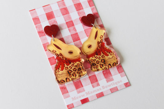 Lindt bunny acrylic leopard dangles