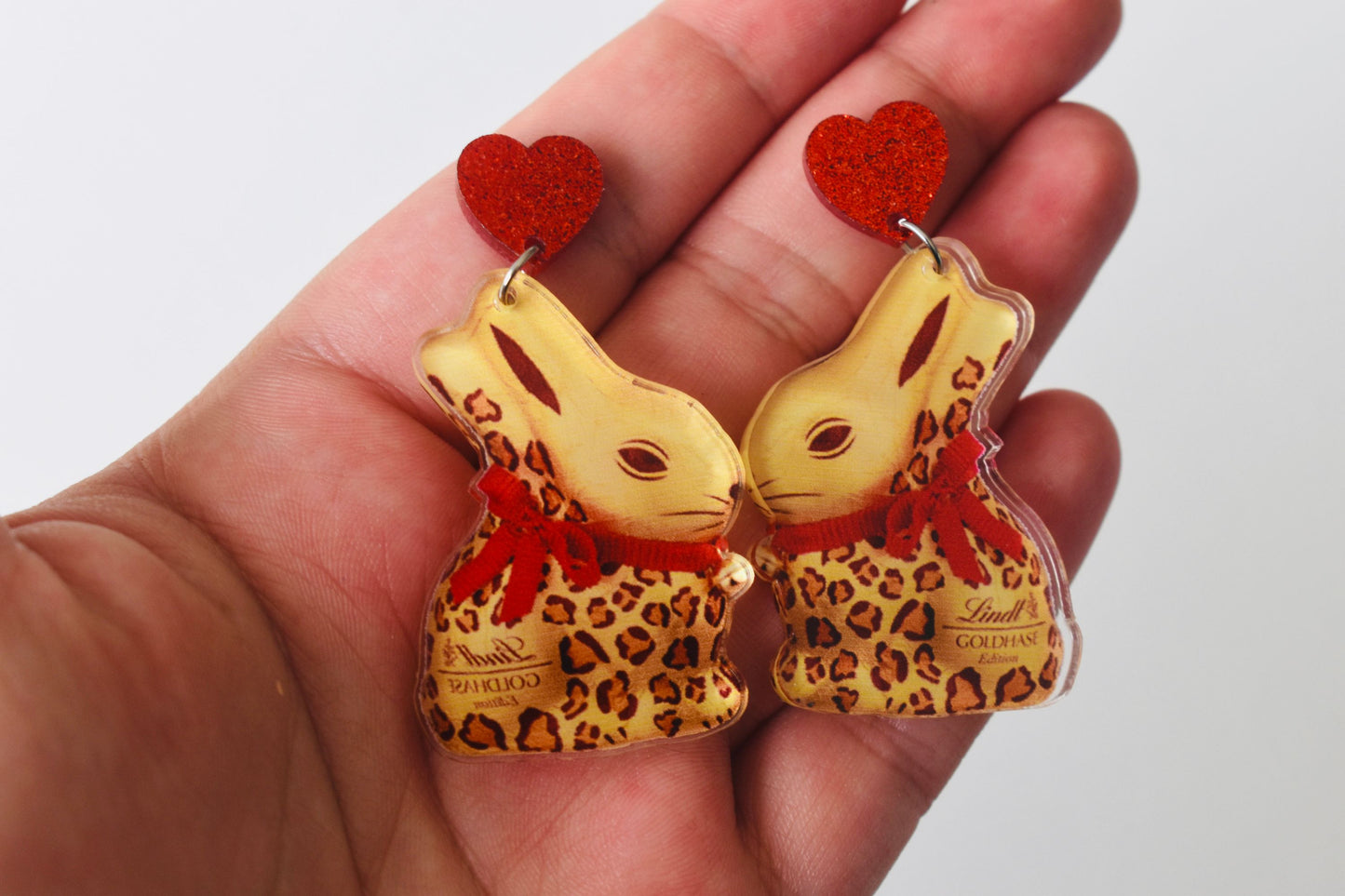 Lindt bunny acrylic leopard dangles