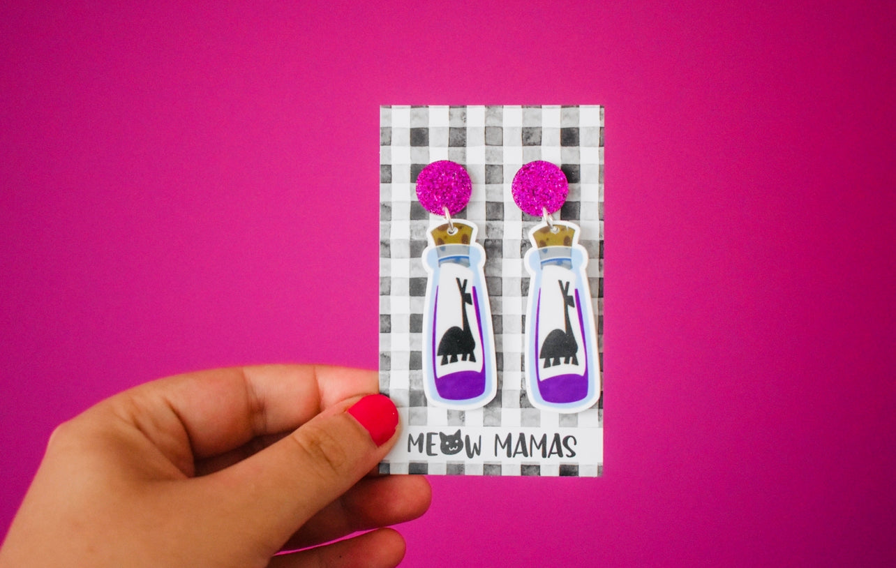 Llama potion dangle earrings