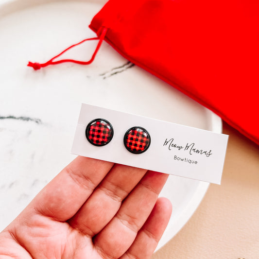 Buffalo plaid studs