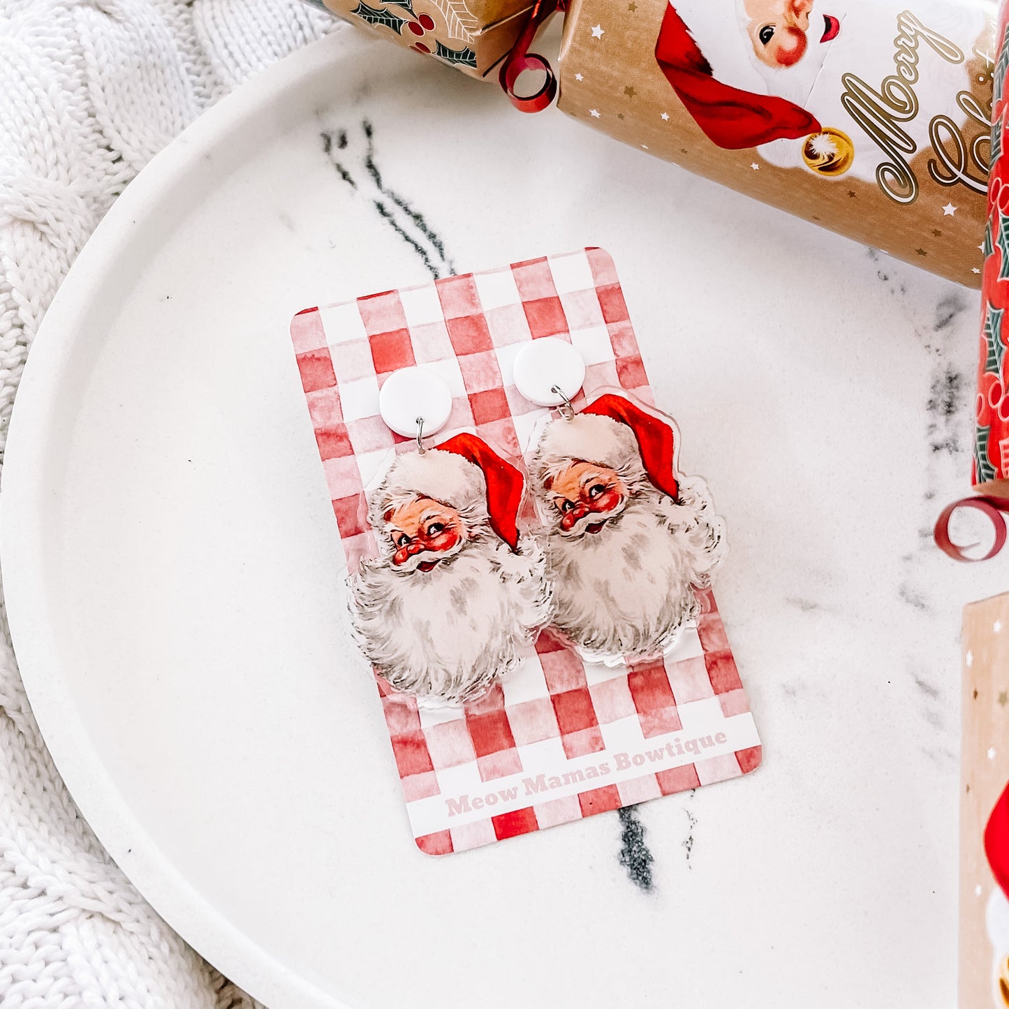 Vintage santa dangles