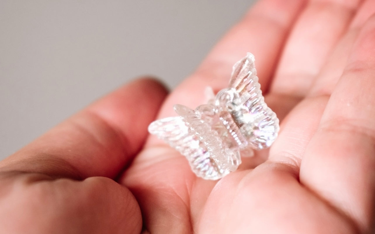 Iridescent butterfly mini claw clips