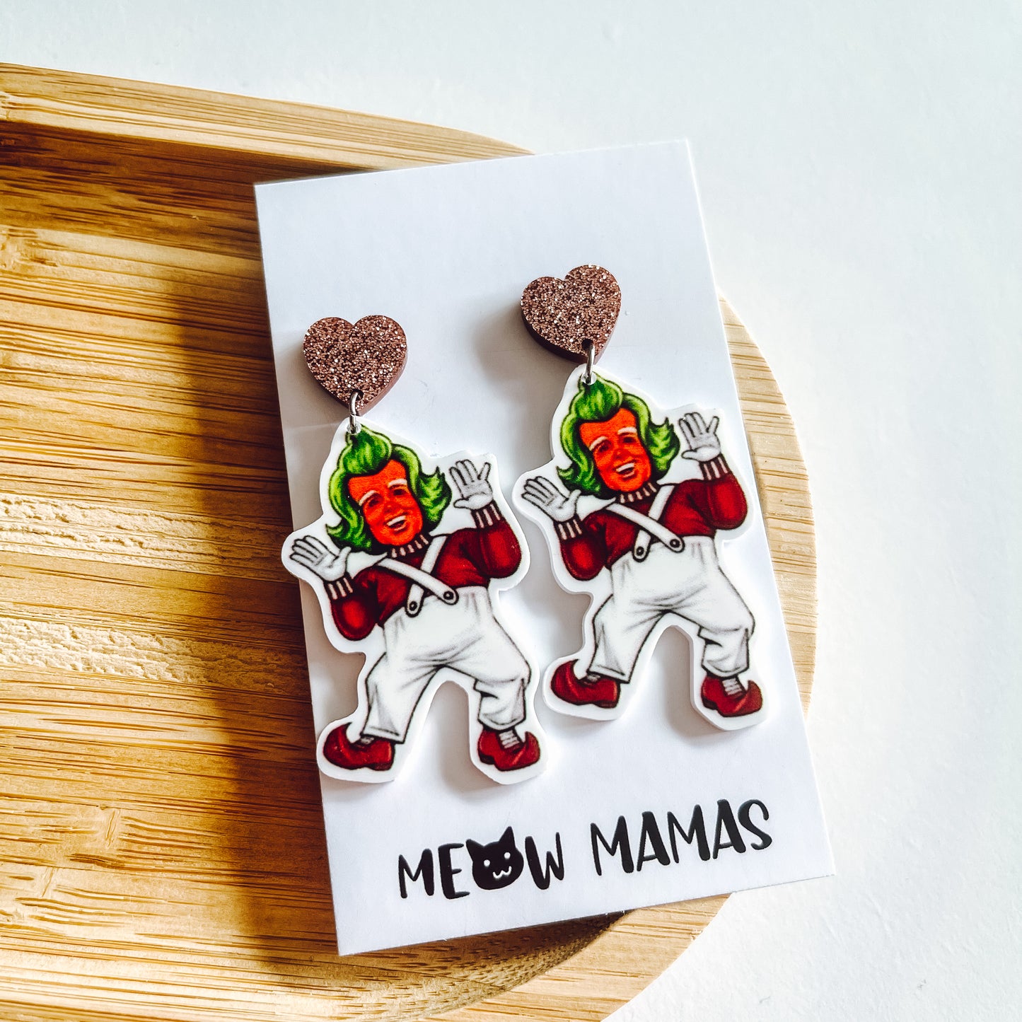 Oompa Loompa dangle earrings