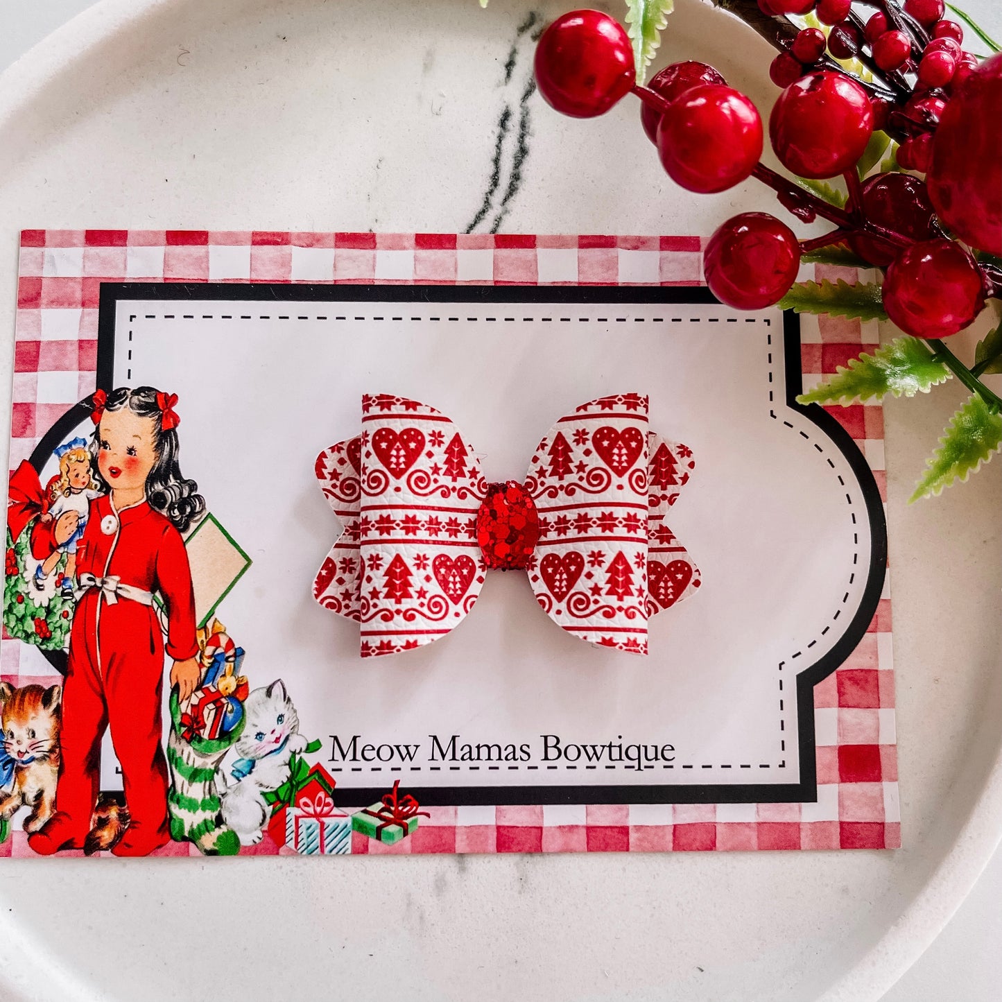 Petite Red Christmas sweater bow