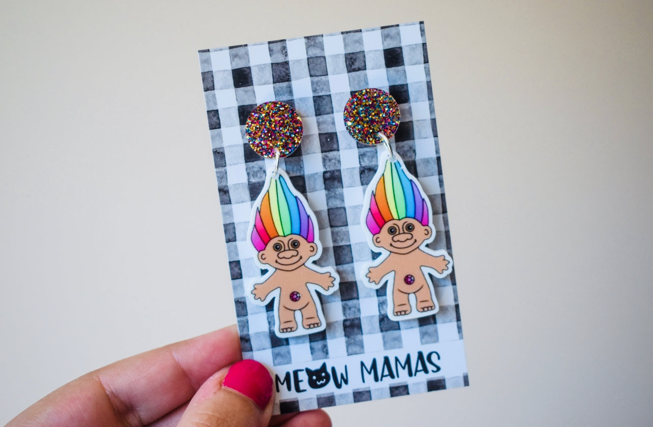 90s Troll dangle earrings