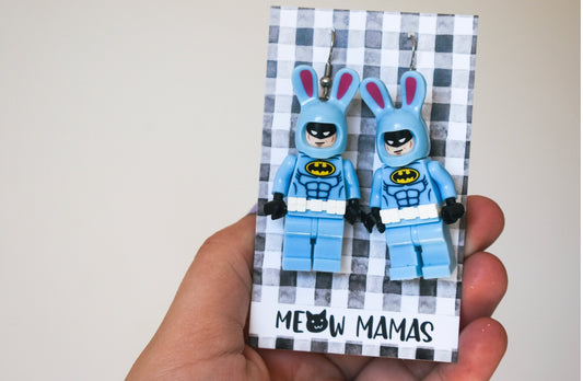 Lego bunny Batman dangle earrings