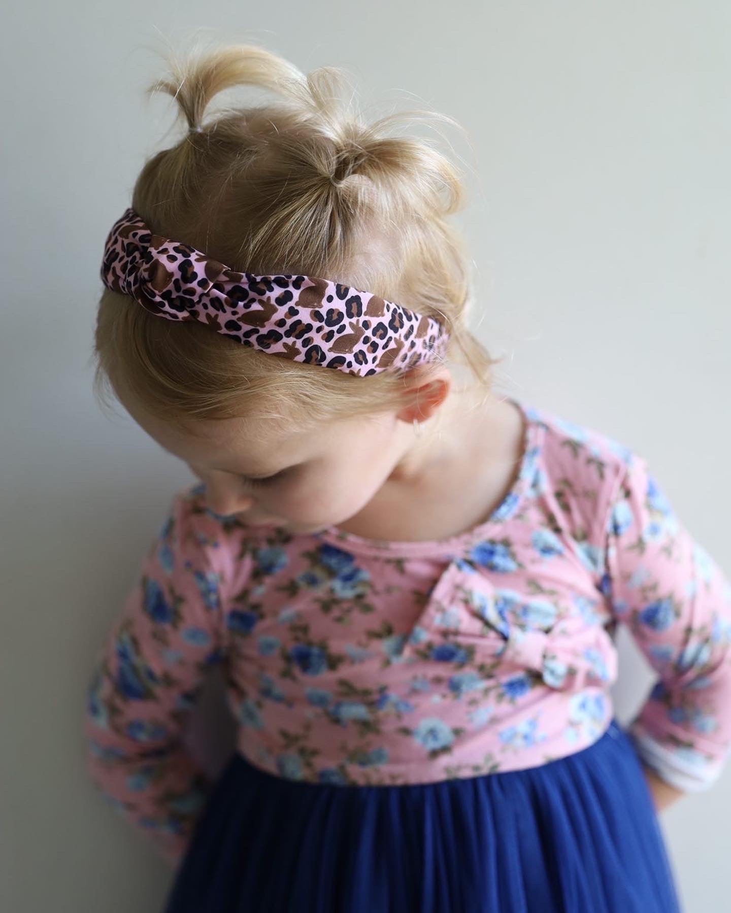 Leopard bunny Top Knot hard headband