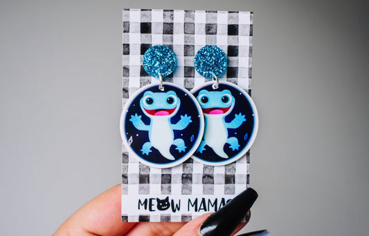 Frozen lizard dangle earrings
