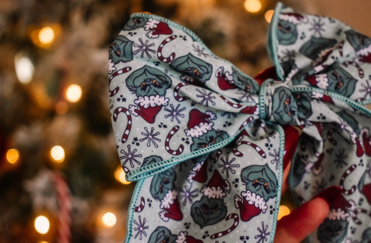 You’re a mean one 5 inch hand tied sailor bow