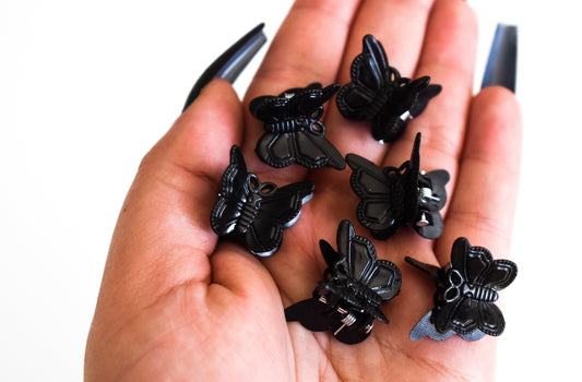 Black butterfly mini claw clips
