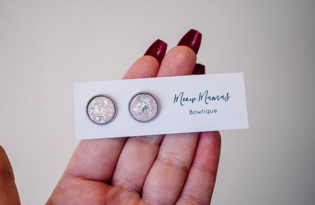 Set of 3 stud earring pack ( pastel silvers)