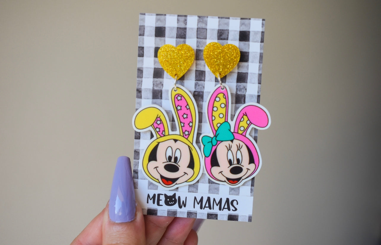 Easter mouse couple dangle earrings