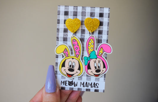 Easter mouse couple dangle earrings