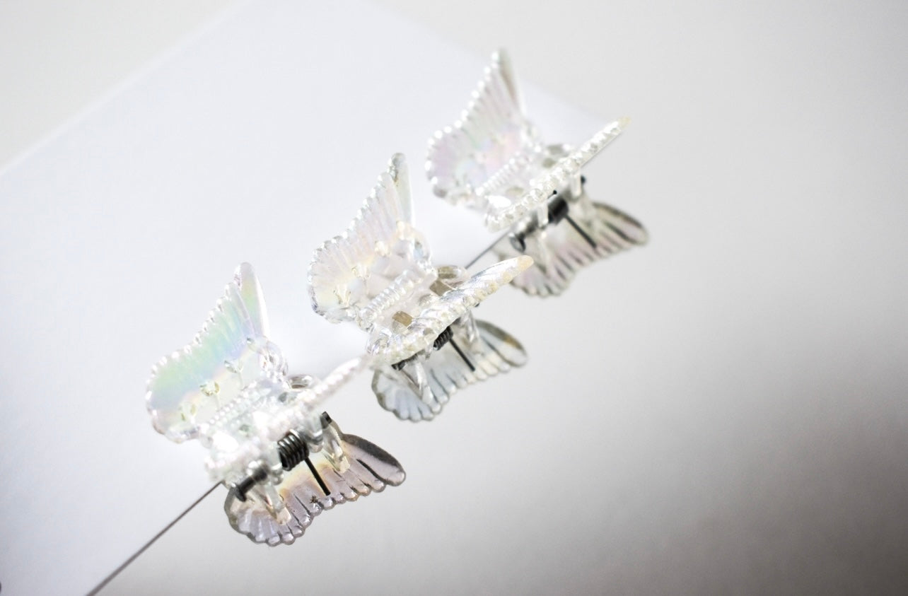 Iridescent butterfly mini claw clips