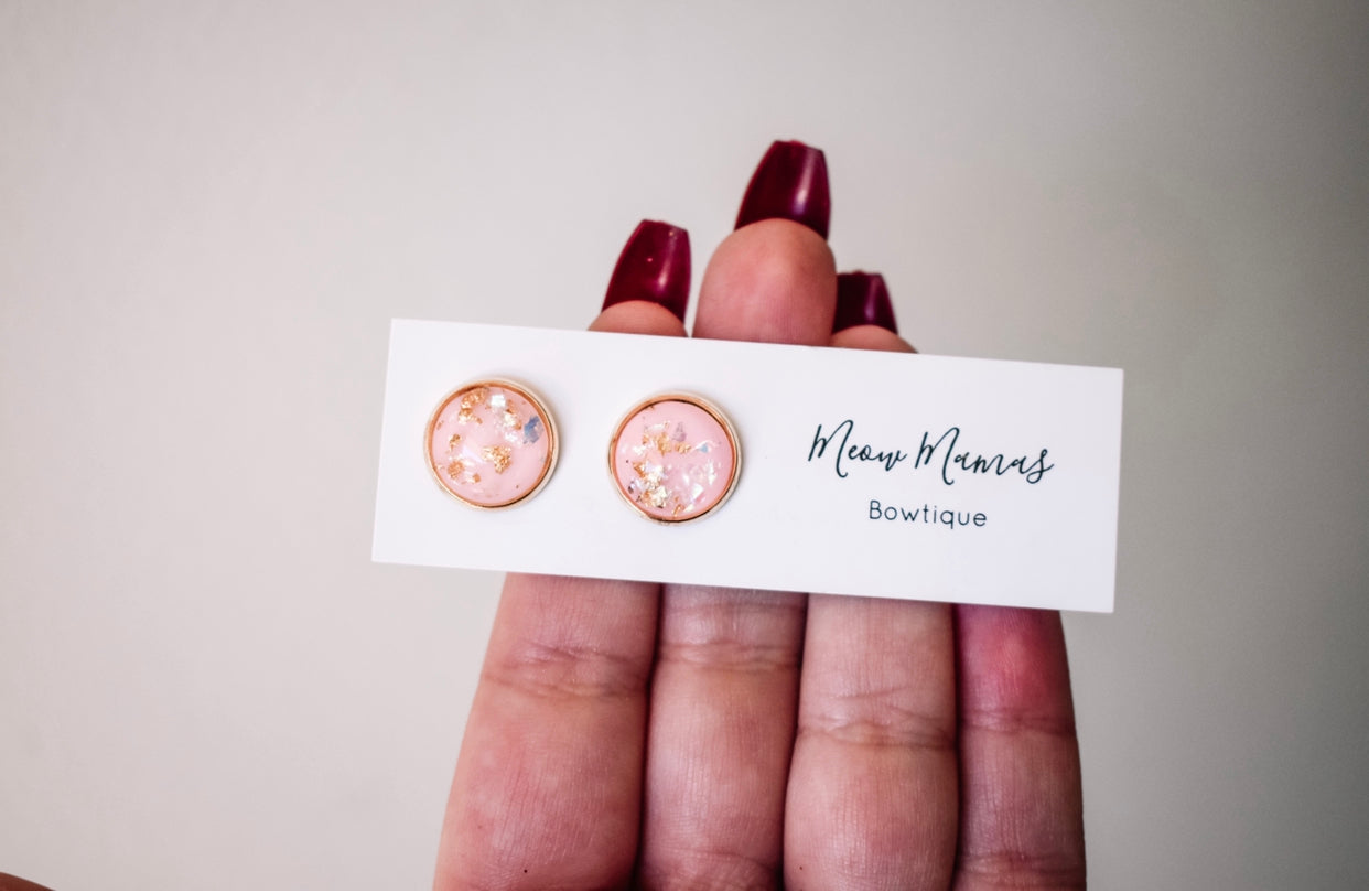 Baby pink and gold studs