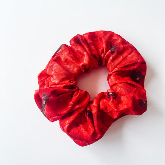 Red poppy scrunchie