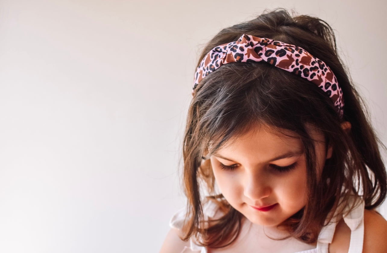 Leopard bunny Top Knot hard headband