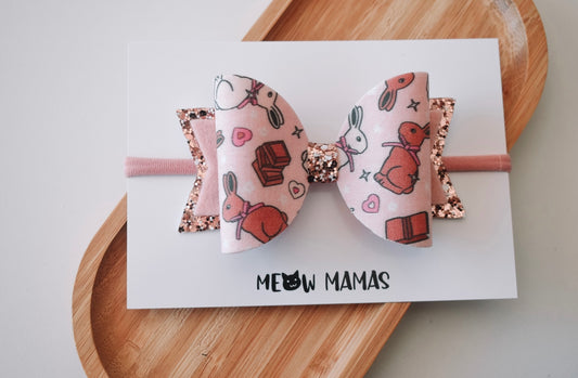 Soft tone bunny cotton bow