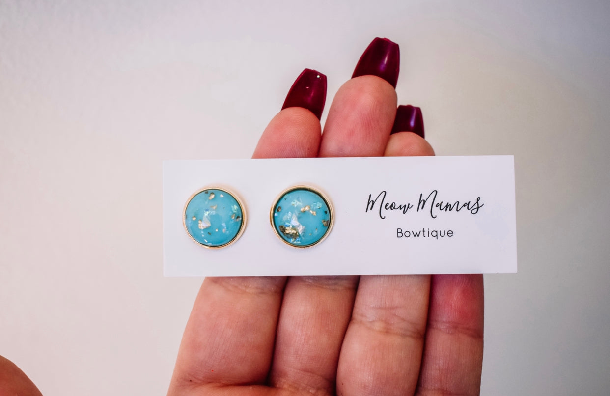 Baby blue and gold studs