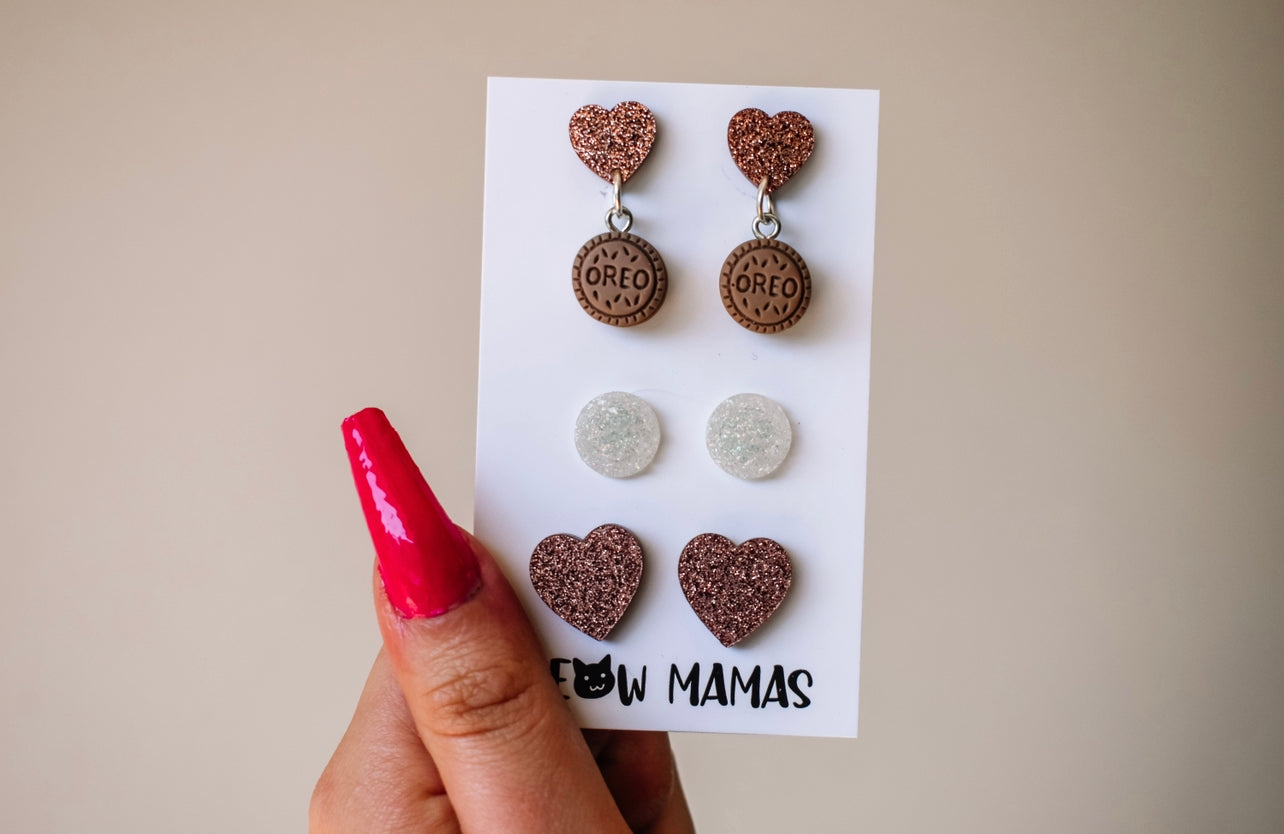 Oreo cookie earring set