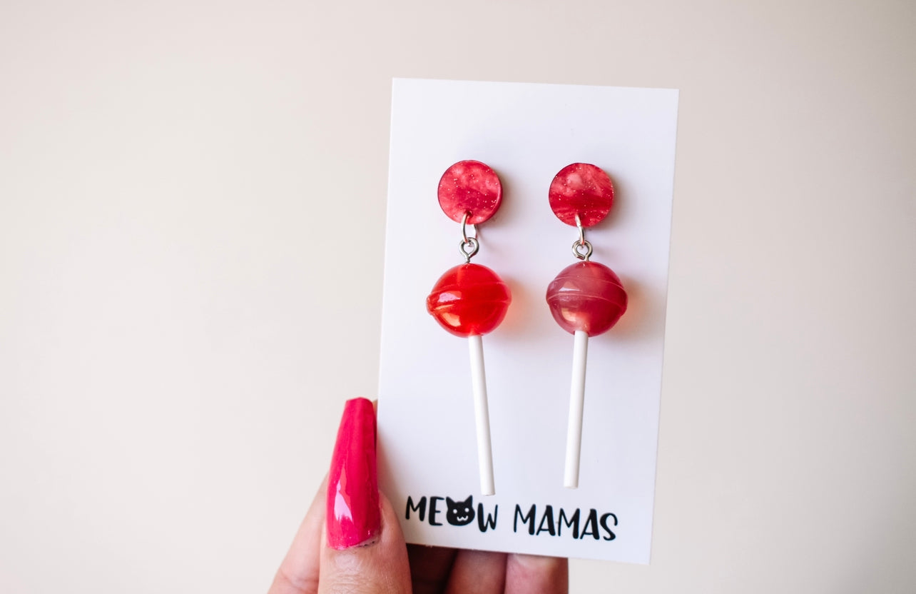Red lollipop earrings