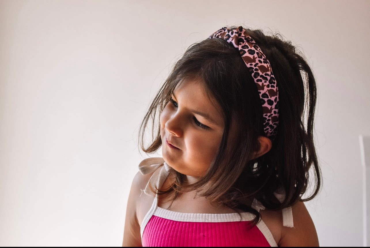 Leopard bunny Top Knot hard headband
