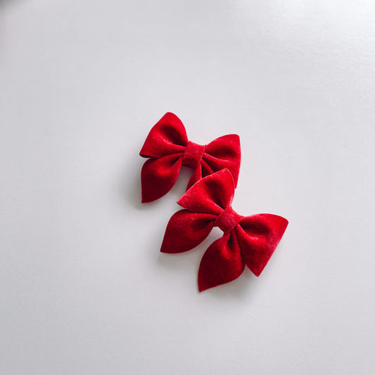 Mini Red velvet sailor bow