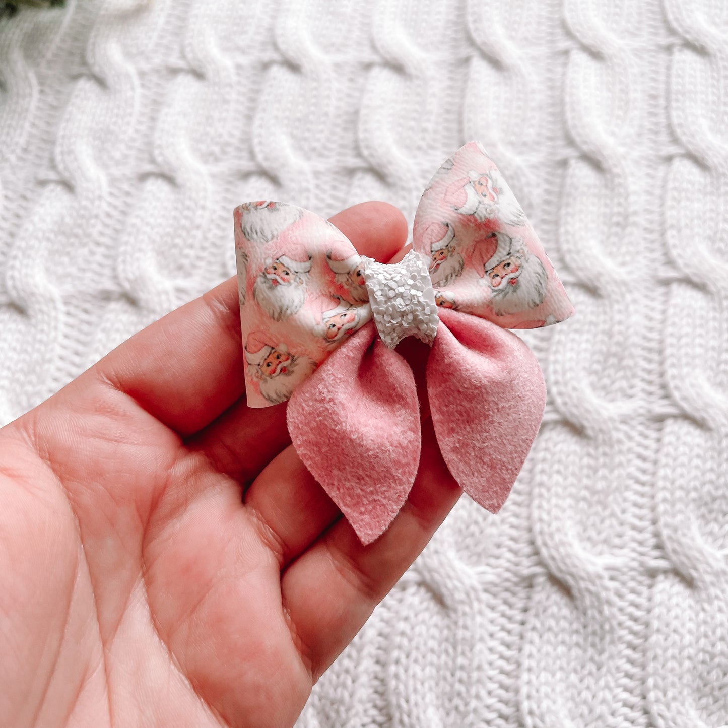 Mini Pink santa velvet sailor bow
