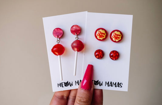 Red lollipop earrings