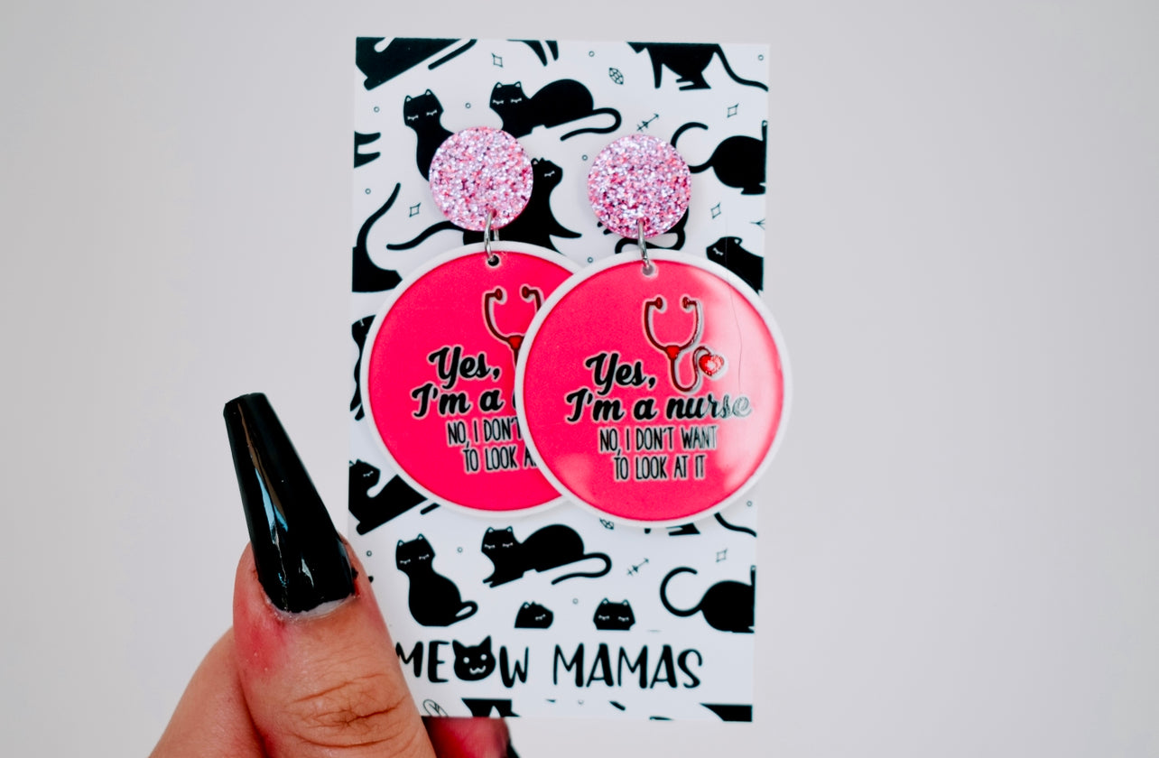 Nurse ick dangle earrings