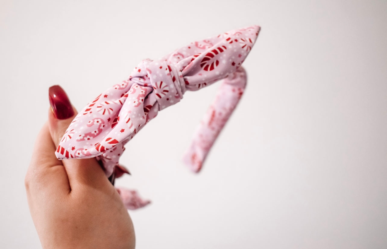 Bubblegum candy cane Twist Knot hard headband