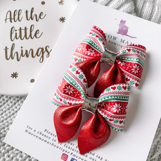 Ugly sweater mini sailor bow